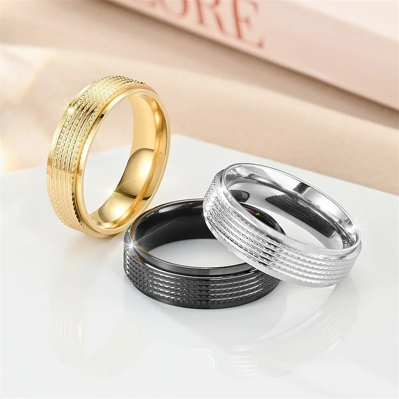 SC Popular Trendy Stainless Steel Rings Simple Silver Gold Couple Rings Gift Vintage Designer Finger Rings for Women Men