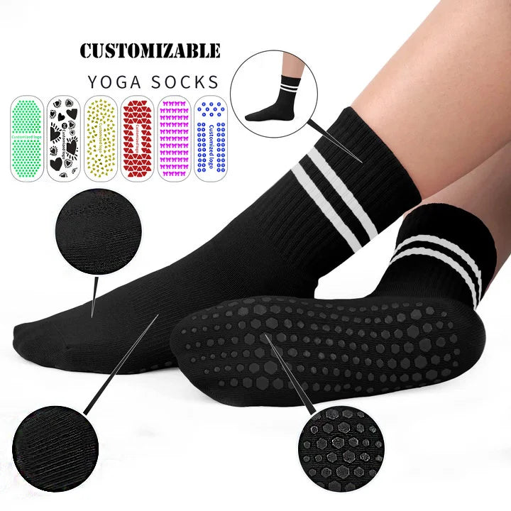 Cnleyoyo OEM Own Design Custom Grip Pilates Socks Padded Custom Yoga Socks Anti Slip Pads for Women