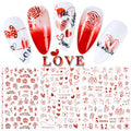 Romantic glitter gold nail stickers heart flowers for wedding valentine day nail art decoration