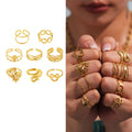 X192 Wholesale Waterproof 18k Gold Plated Stainless Steel Geometric Opening Ring Trendy Hollow Ring Jeweley for Women