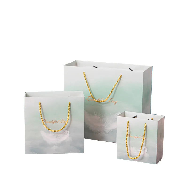 Gold Handbag Clothing Cosmetics Portable Paper Bag Packaging Gift Tea Shopping Bag Printed Your Own LOGO