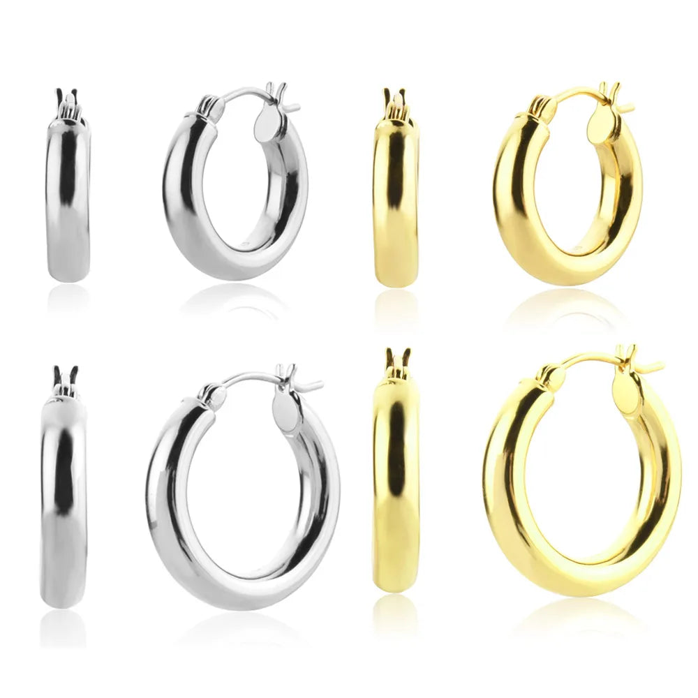 FUAMAY Aretes De Plata 925 Silver Chunky Thick Loop Hoop Earrings for Women Huggie Hoop Earring