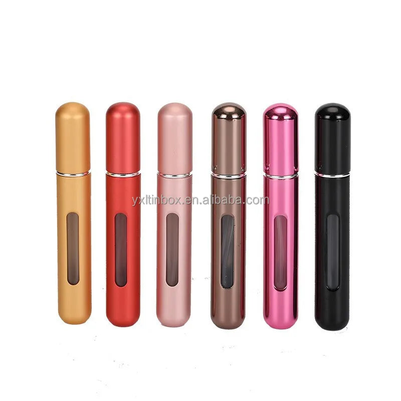 8ml Aluminum Perfume Pump Sprayer Bottle Mini Travel Refillable Cosmetic Spray Container Portable Leakproof Sample Dispenser