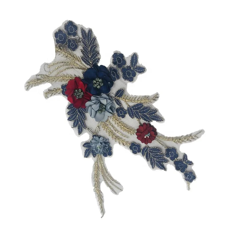Hot Sale Handmade Sewing on 3d Flower Retail Lace Applique for Gown LT2389A