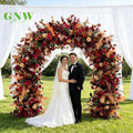 GNW 2026 Faux Flowers Wholesale Customized Red Lifelike Silk Wedding Artificial Flower Arch With Brackets for Easy Installation