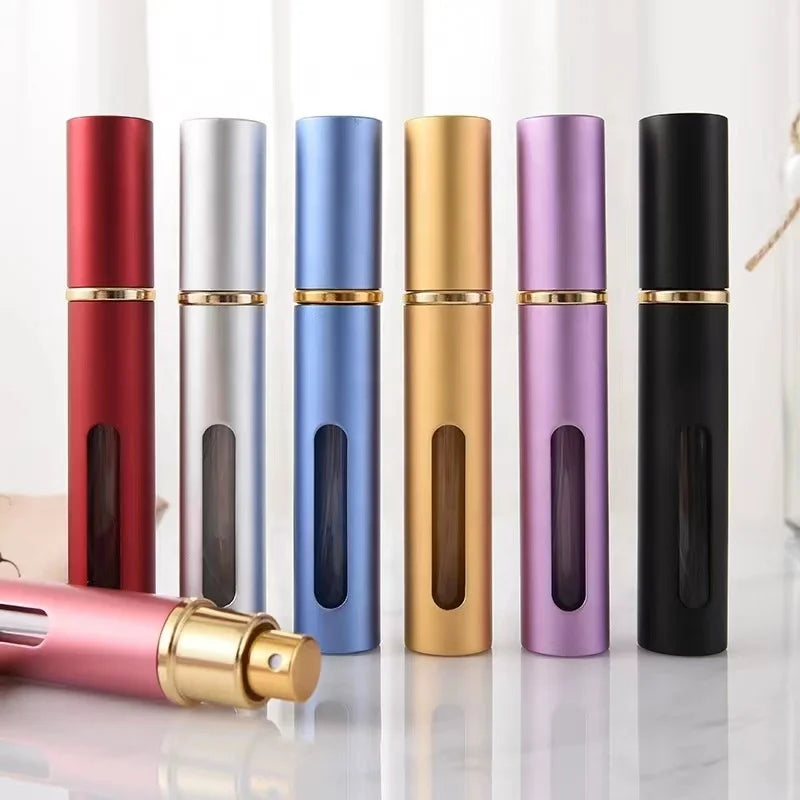 Wholesale Portable Travel Sample Pressing Bottle 2m Aluminum Shell Glass Perfume Spray Sub Bottling for Cosmetics Essential Oils