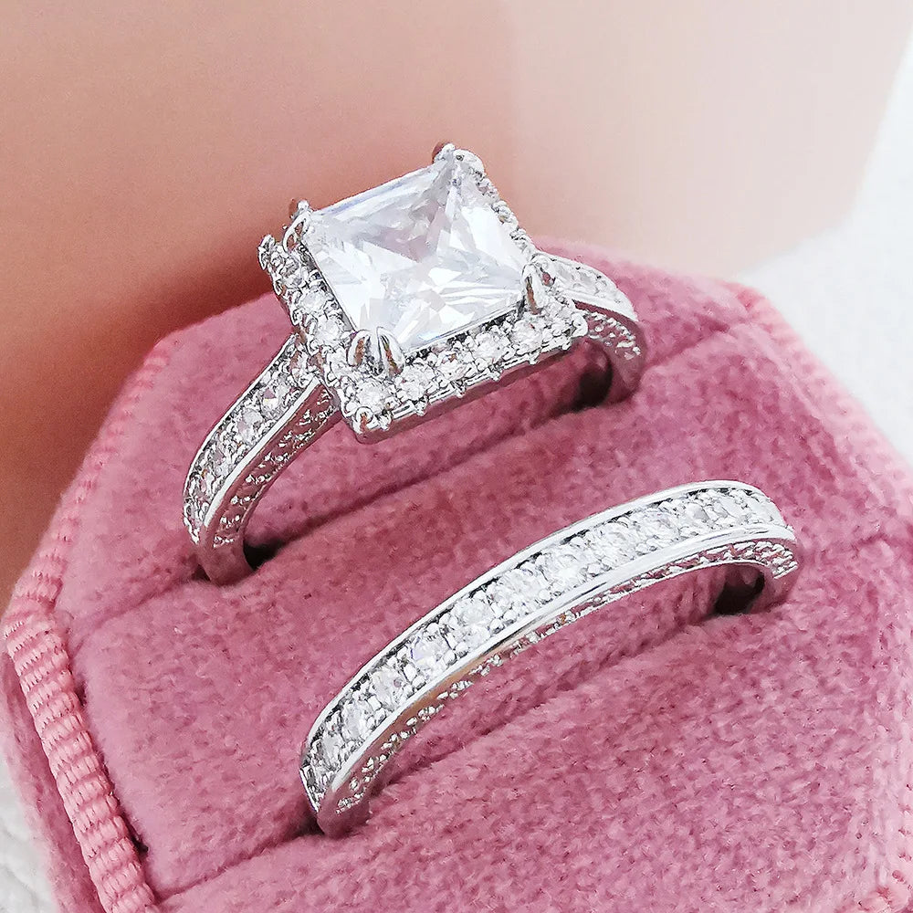 Ew Fashion Jewelry - Square-Cut Cubic Zirconia Ring for Women