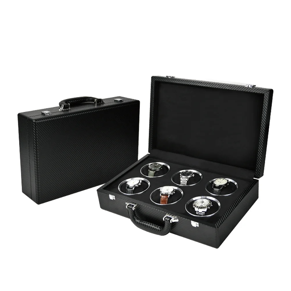 Wholesale 1MOQ Watch Suitcase Organizer Leather Brown Travel 48 Slot Bulk Portable Watch Storage Box