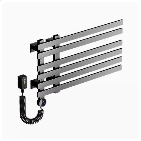 Stainless Steel Electric Heated Towel Warmer Rack with Double Towel Bars for Bathroom