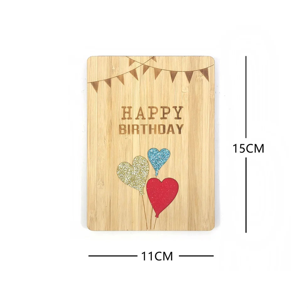 2024 Bamboo and Wood Carved Postcards Birthday Greeting Cards Birthday Cards