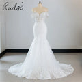 Ruolai QW02099 Detachable Off Shoulder Luxury Beaded Lace Mermaid Style Wedding Dress