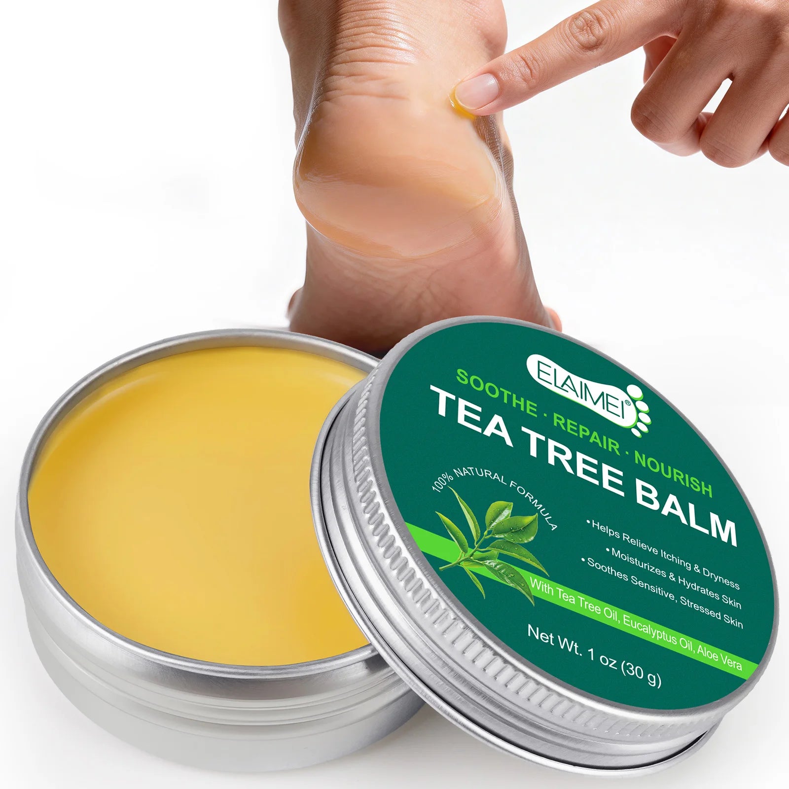 ELAIMEI Natural Tea Tree Oil Balm Skin Care Treatment Tea Tree Cream for Soothes Itching Dry Cracked Feet Hand Elbow