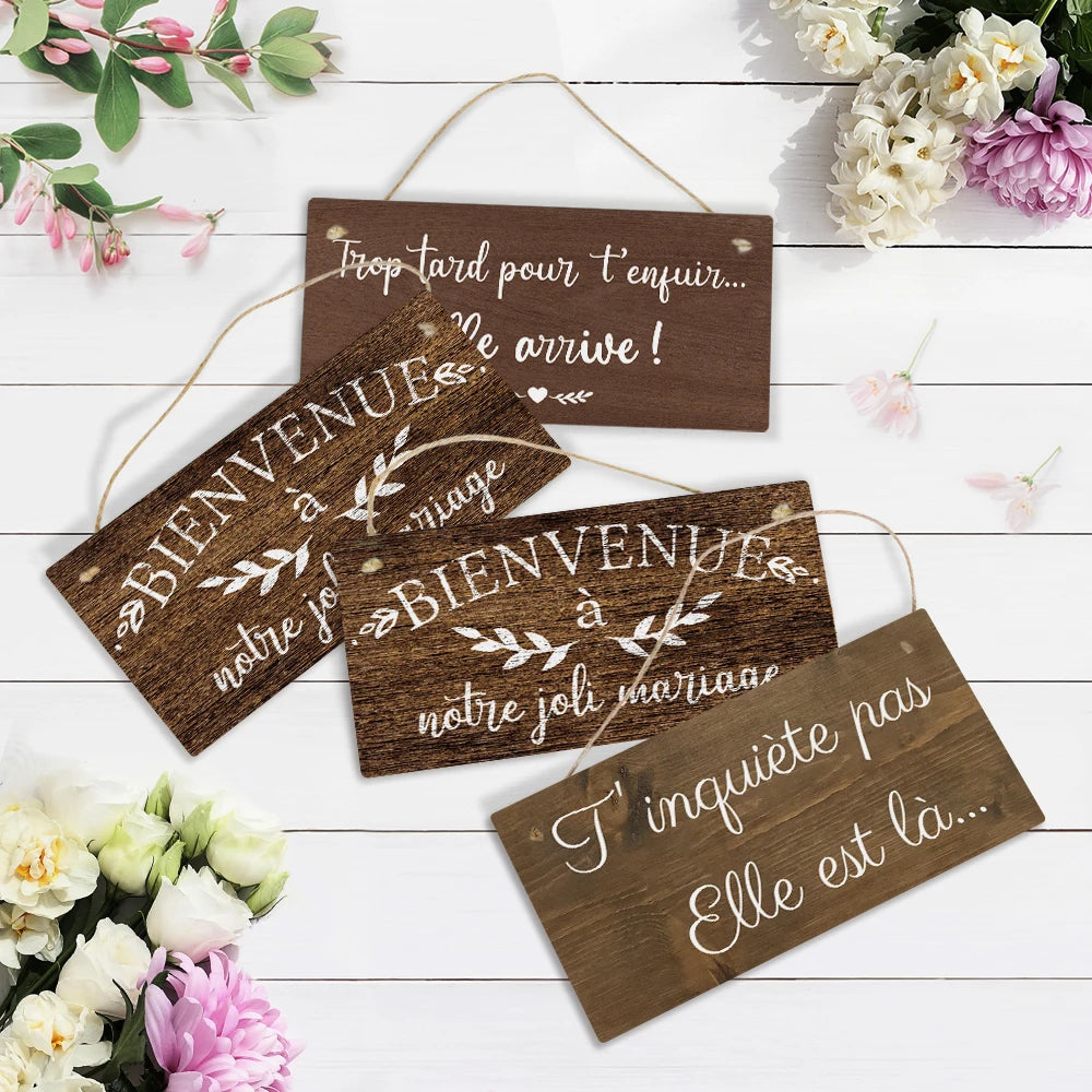Putuo Decor New Design French Wedding Wooden Decor Sign Hanging Marriage Room Decor