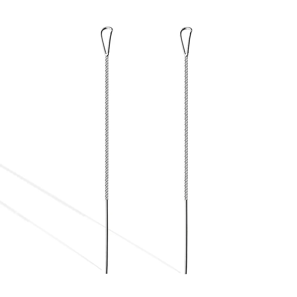 925 Sterling Silver Tassel Threader Dangle Earrings Teardrop Long Chain Ear Line for Women Girls Simple Tassel Ear Wire