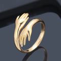 Open Hand Ring Romantic Hug Rings Creative Adjustable Ring for Women