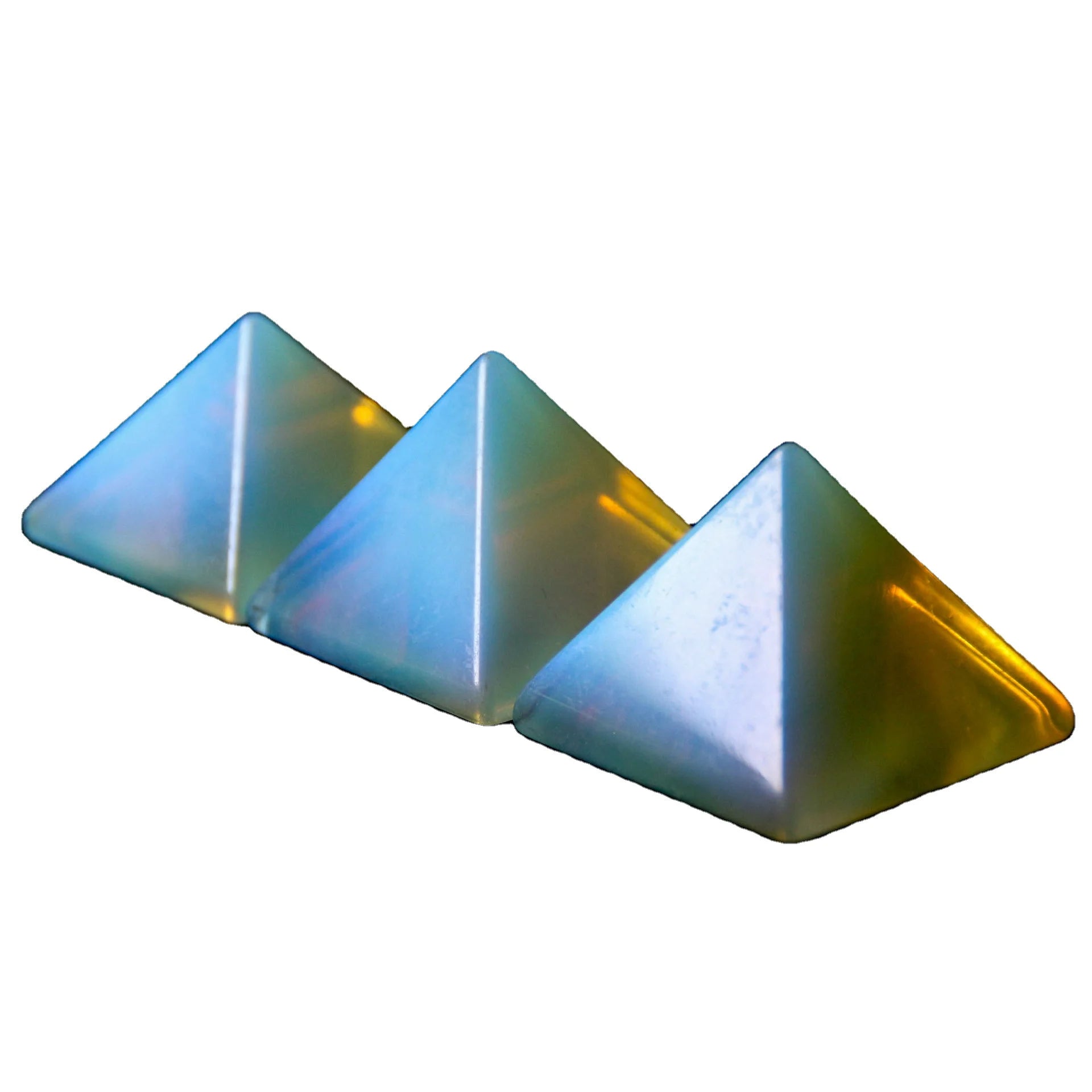 Huiying Cheap Price with Energy Healing Natural Crystal Opalite Pyramid Shape Gemstone 40*30mm Carved Stones