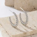 Wedding Accessories Women Fashion Jewelry Vintage Silver Color Stainless Steel Geometric Circle Beaded Earrings