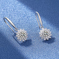 Luxurious 925 Sterling Silver White Gold Plated Moissanite Sunflower Dangle Earrings Wedding Jewelry