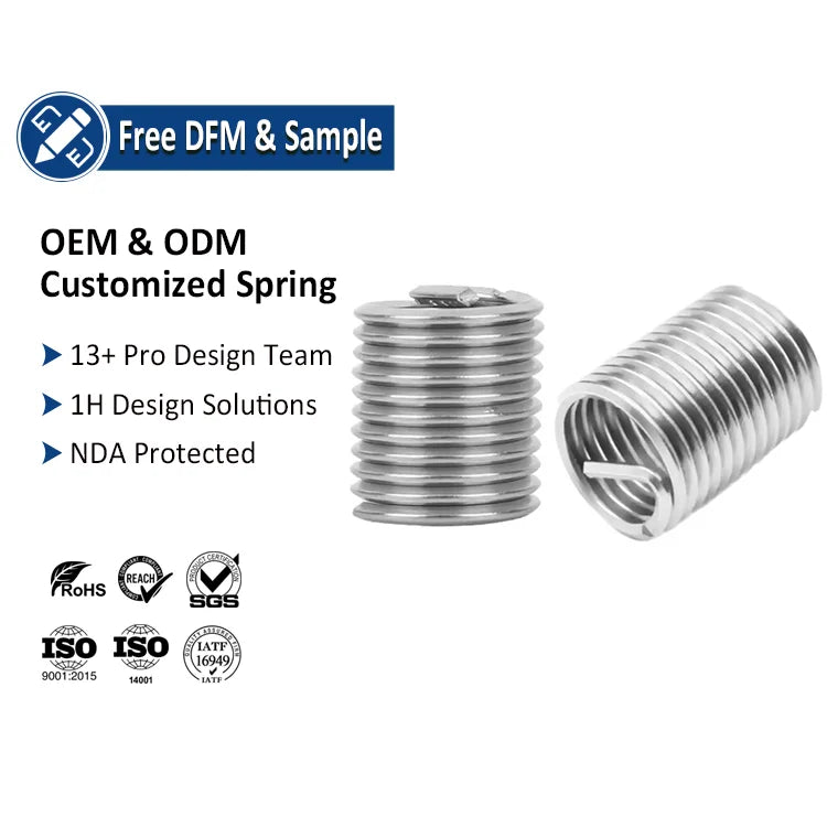 Customized Stainless Steel Coil Wire Thread Insert Constant Wire Forming Extension Spring
