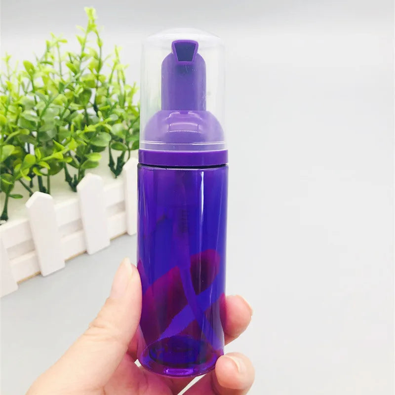 Empty Foam Pump Bottle 1oz 50ml 60ml 100ml 150ml 200ml clear Purple PET Facial Cleanser Mousse Foam Pump Lash Shampoo Bottle