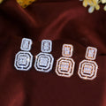 Delicate Gold Plated Cubic Zircon Square Drop Dangle Earrings for Women Fashion Wedding Party Wear Jewelry