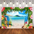 Ocean Surf Themed Vinyl Banner with Digital Printing Waterproof UV Resistant for Hawaiian Beach Parties Surf/Beach Scenes Decor