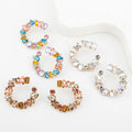 Wholesale Colored Glass Square Earrings Shiny Rhinestone Crystal C Shaped Geometric Splice Earrings