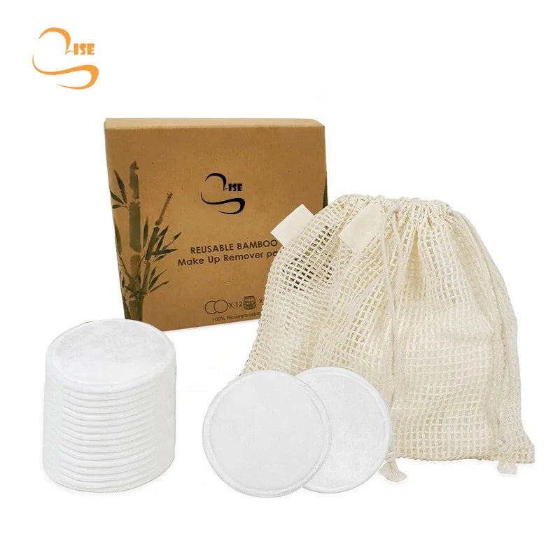 3.15"  Zero Waste Reusable Bamboo Makeup Removal Pads Eco-friendly Soft Girls Facial Rounds Wipes