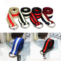 Women Mens Canvas Belts Double D-Ring Buckle Casual Jeans Adjustable Striped Belt Waistband