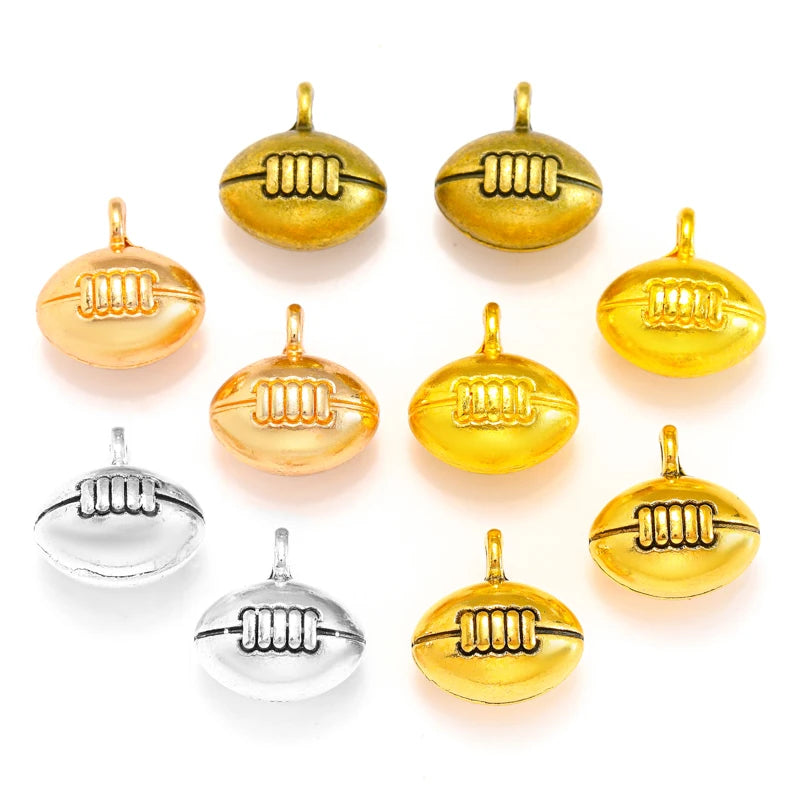 5 Color Alloy 3D Rugby Charm for Key Chain Bracelet Necklace Pendant DIY Handmade Jewelry Accessories Making 13*13*10mm J481