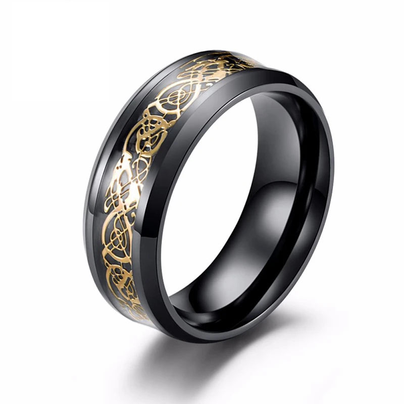 Hot Selling Fashion Jewelry Rings Man Trendy Vintage Luminous Glowing Stainless Steel Celtic Dragon Ring for Boys