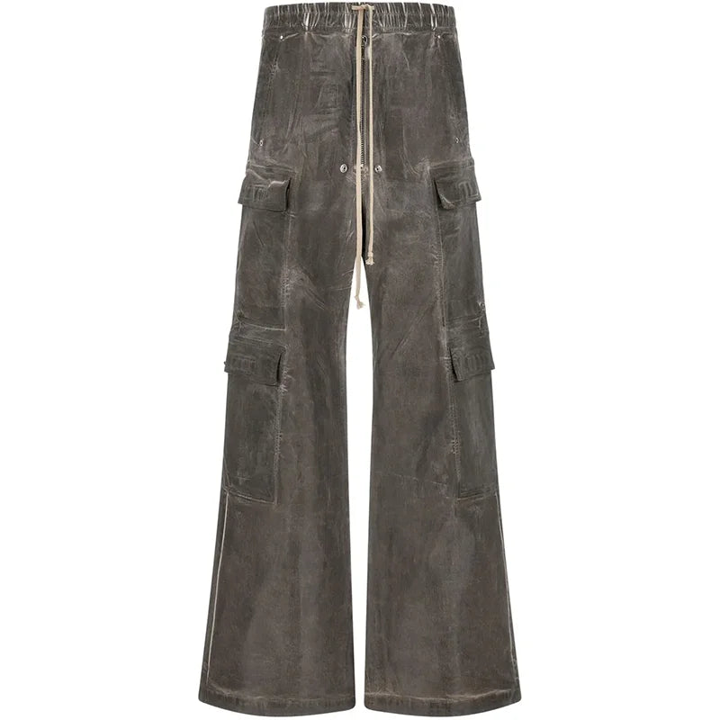 YUCHEN Fashion Hot Sale Street Custom Mens Corduroy Woven Cargo Flare Stacked Pants Men
