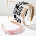 Hot New Hand Sewn Rice Beads Flower Headband Female Thick Sponge Temperament Wide Edge High Quality Hair Accessories Haircard