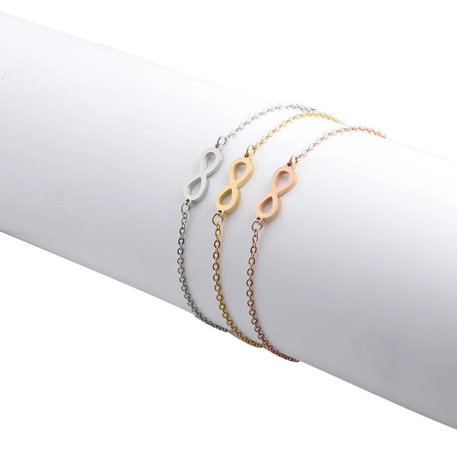 Wholesale Custom 18k Gold Plated Stainless Steel Chain Infinite Heart Bracelet for Women Men