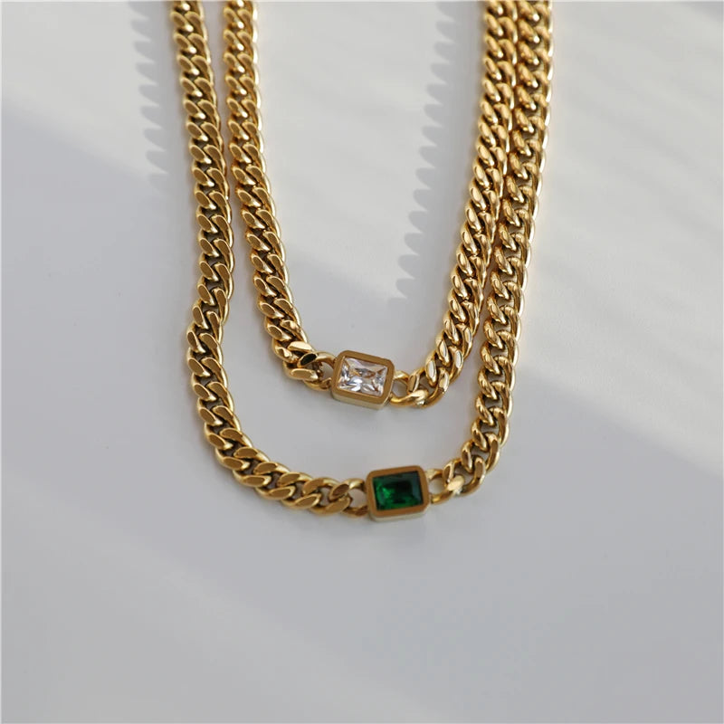 New Arrivals Design Non Tarnish Women Luxury Zircon 18k Gold Plated Stainless Steel Necklace Fashion Jewelry
