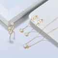 Jiangyuan Natural Opal Gemstone Fine Silver Jewelry Set Handmade Genuine 925 Silver Little Birds Custom 14K Gold Plated Necklace