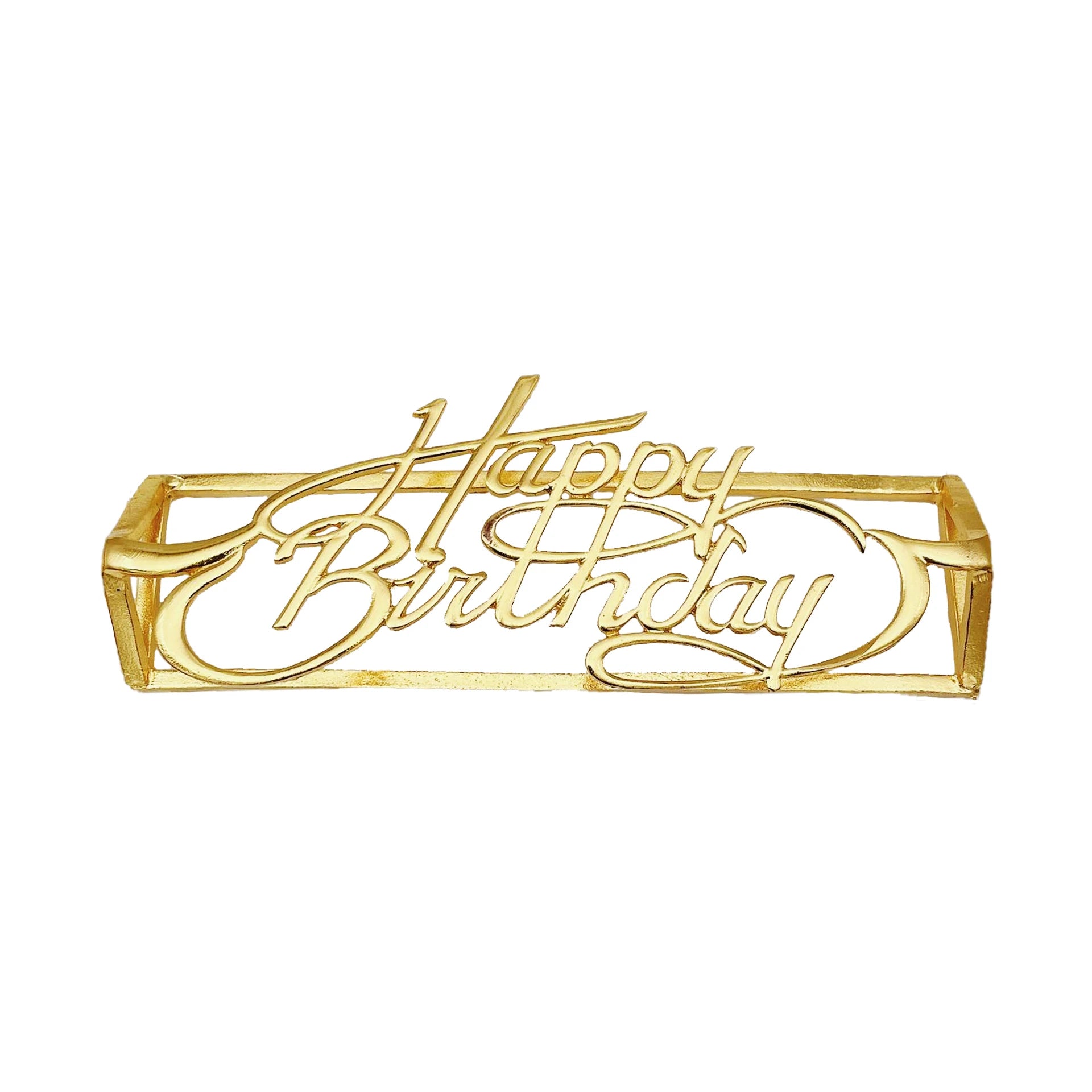 Hot Sale Luxury Metal Napkin Ring Holder Square 'Happy Birthday' Design for Weddings Parties & Campfires