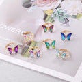 2025 New Popular Glass Crystal Butterfly Ring Gradient Color Golden Cocktail Rings Opening Adjustable Size Gift Jewelry