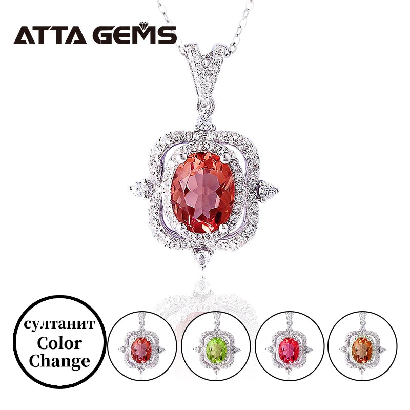 Zultanite Gemstone Pendant for Women Solid 925 Sterling Silver Color Change Diaspore Oval Stone Sultanite Necklace Fine Jewelry MegaBDM