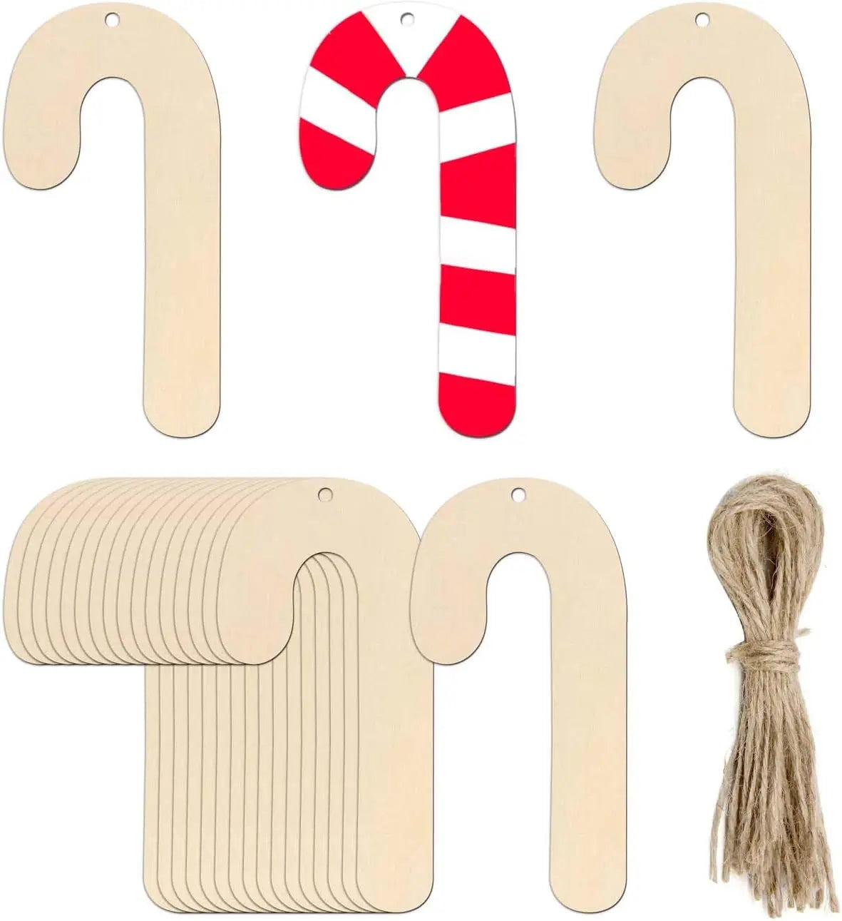Tailai Candy Cane Wooden Christmas With Twines Art Ornaments for Christmas Wedding Birthday Party Thanksgiving Day Decoration