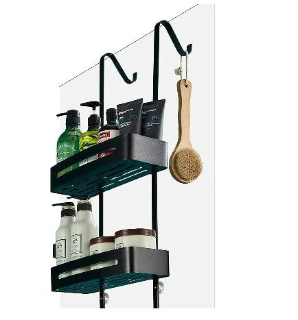 Homedec Modern Corner Shower Rack Chrome Finish Aluminum Alloy Dual Tier Wall-Mounted Durable Hotel Home Use Bathroom Storage