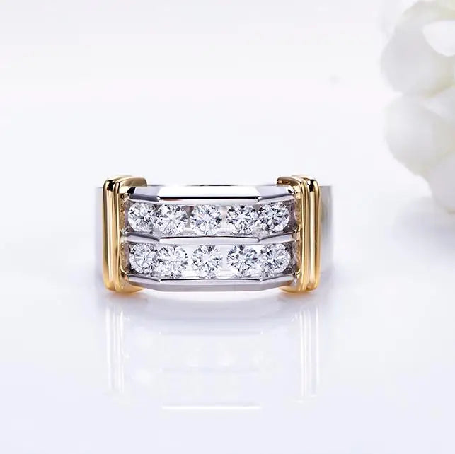 Messi Gems MSR-1570 18K White Gold Round Shape Lab Grown Diamond Ring for Men