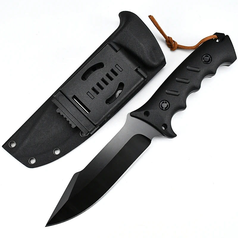 OEM Customized Outdoor Camping Hunting Knives Fixed Blade Durable Nylon Fiber Handle with ABS Sheath Straight Knife Tactical