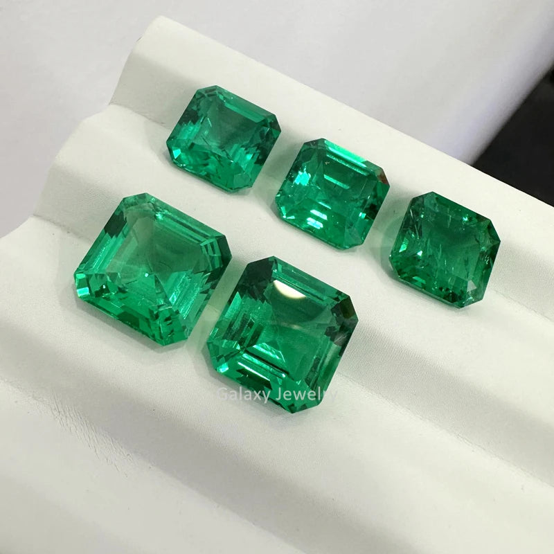 Wholesale Price Emerald Gemstone Asscher Cut Lab Created Loose Emerald Stones for Ring Jewelry Making Third Party Certified