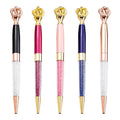 Custom Logo Crystal Crown Ball Pen Novel New Design Metal Sports Body 1.0mm Writing Width Promotional Pen