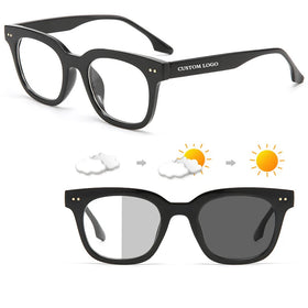 Oversized Square Anti Blue Light Blocking Glasses Photochromic Myopia Prescription Eyeglasses Frames for Men Women