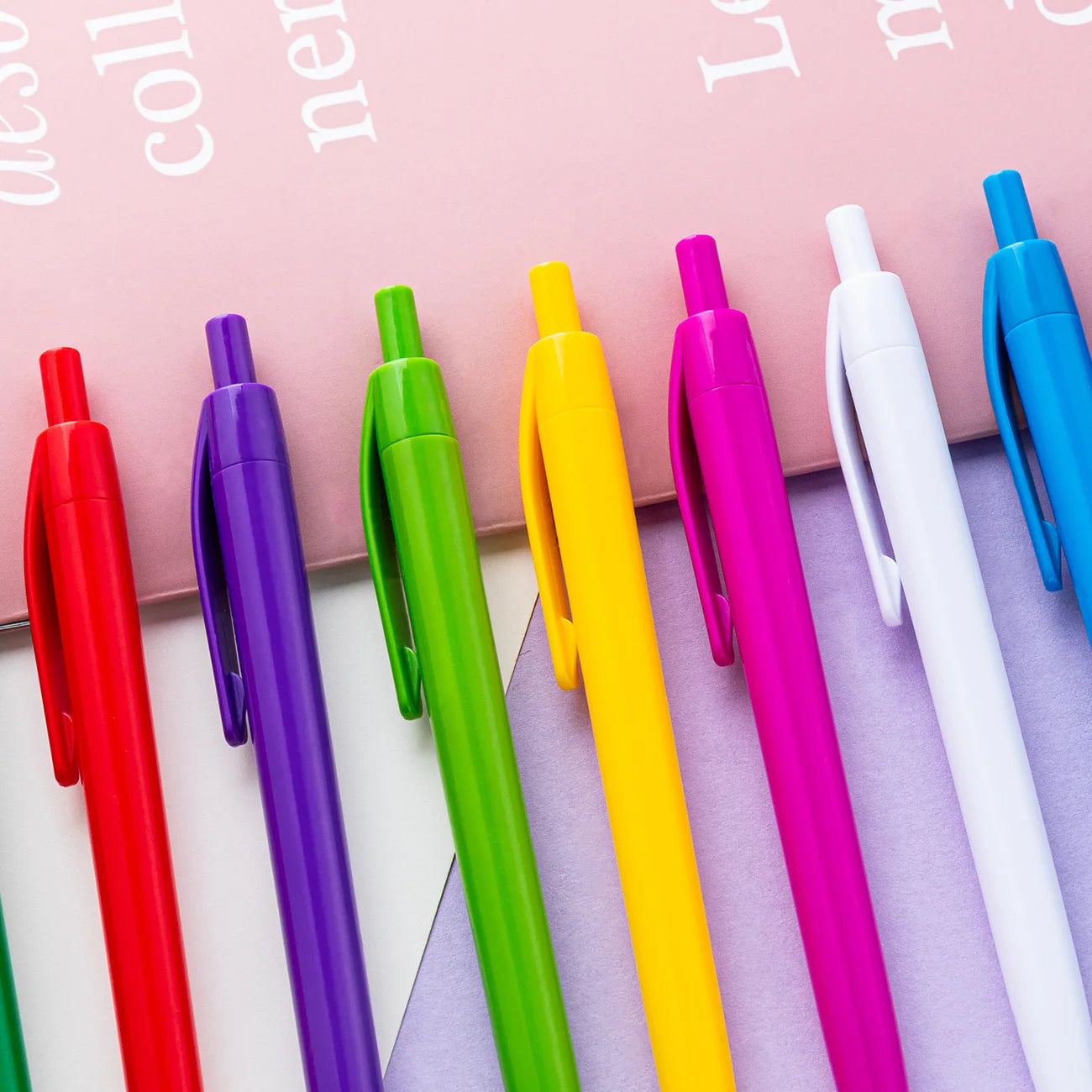 Promotional Gift Pen logo Custom Plastic Press Pens Office Stationery Student Gel Pen Non-Erasable Multi-Colored Ink Advertising