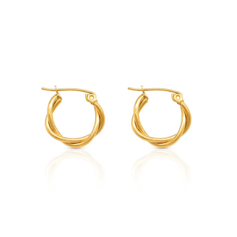 Chris April 316L Stainless Steel PVD Plated Rope Twisting Hoops Earring