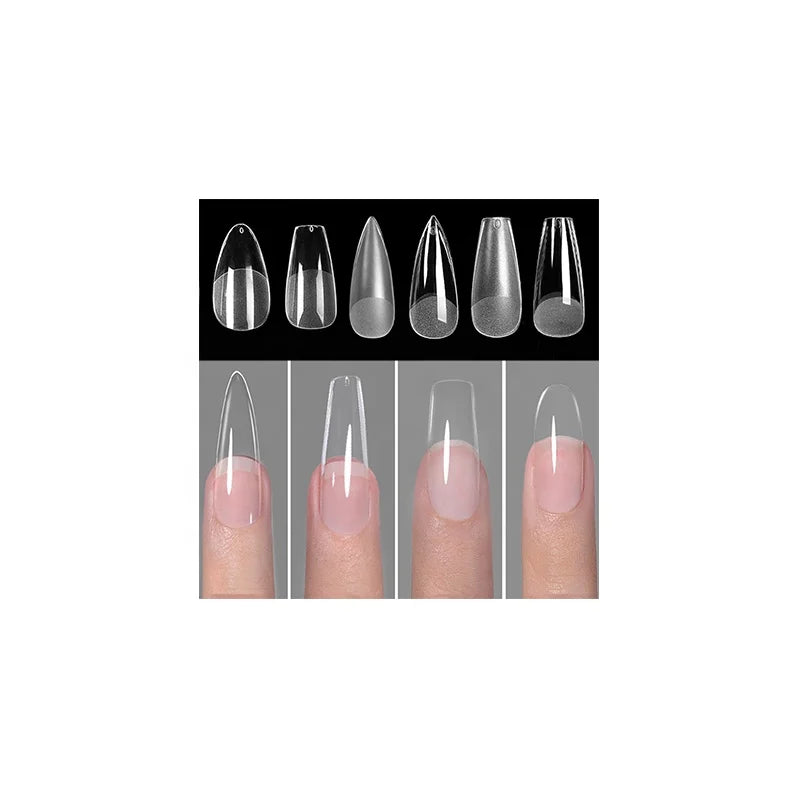 Press on Nails Coffin Soft Gel Tips Full Cover Acrylic UV Gel Nails Extension System Oval Almond Sculpted False Nail Tips