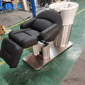 Kisen 2025 New Design Luxury Beauty and Hair Salon Furniture Electric Shampoo Chair with Washing Ceramic Bowl for Sale
